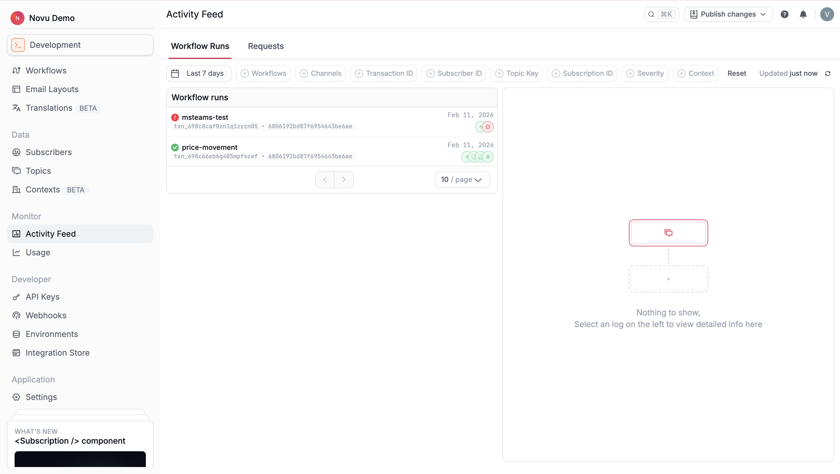 Workflow runs list